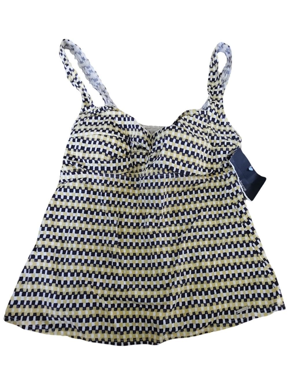 Liz Claiborne Yellow Black White Patterned Swim Tankini Top